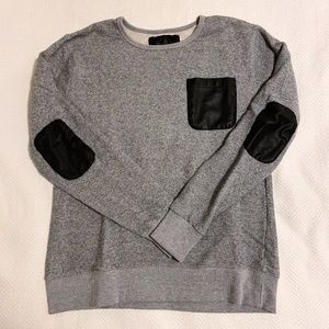 Artistix Jeans Grey Knit Sweater With Faux Leather